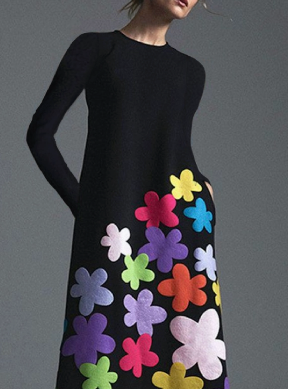 ASYMMETRIC FLORAL MAXI DRESS