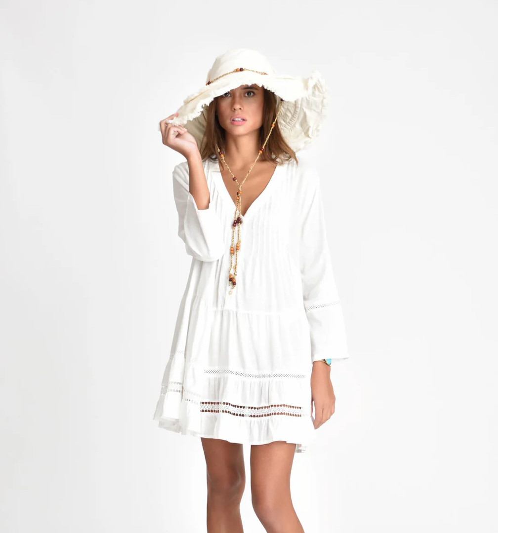 THE MED PLEATED LINEN DRESS