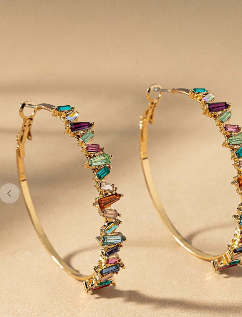 RAINBOW BAGUETTE HOOP EARRINGS