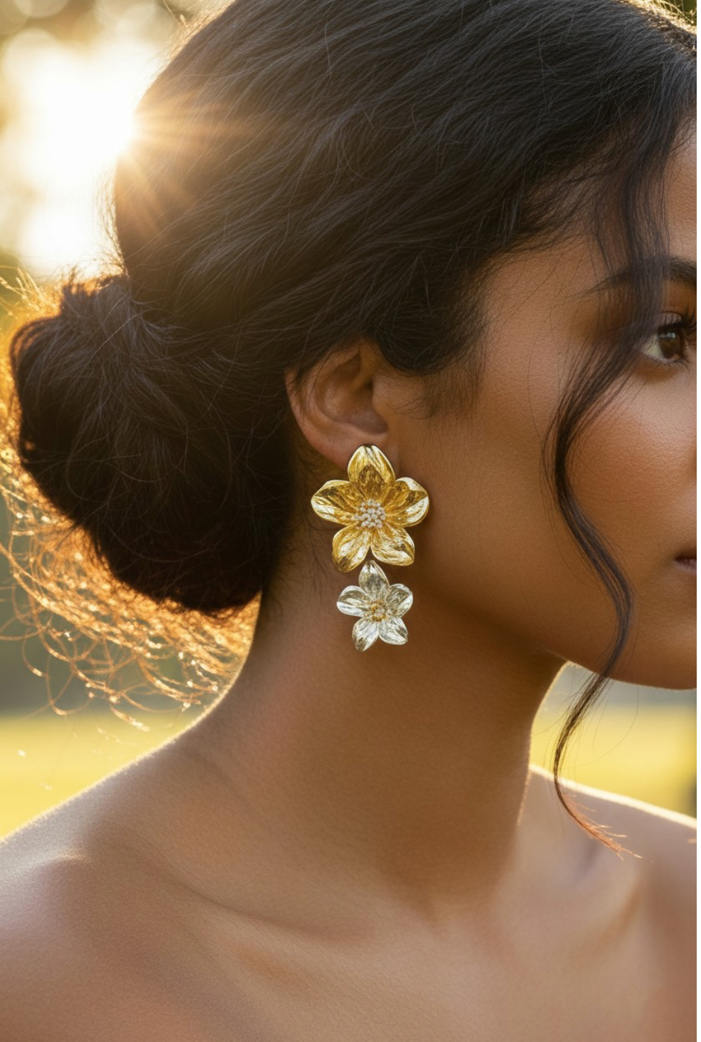 2 TONE FLOWER EARRINGS