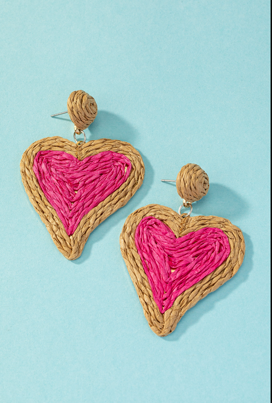 RAFFIA HEART EARRINGS