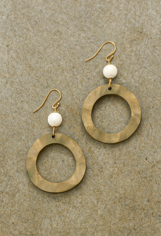 WAVY WOOD STONE EARRINGS