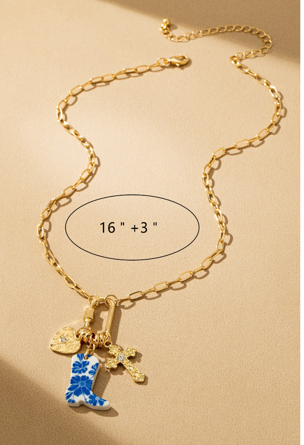 BLUE TILE BOOT CHARM NECKLACE