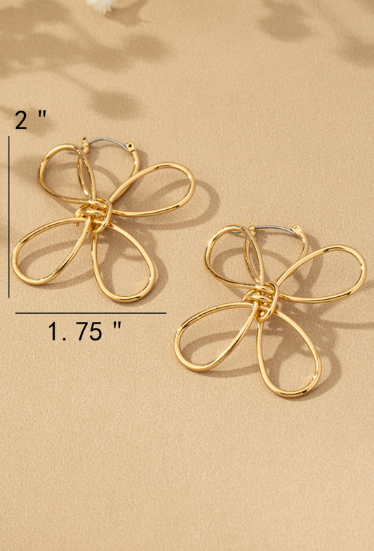 WIRE FLOWER GOLD EARRING