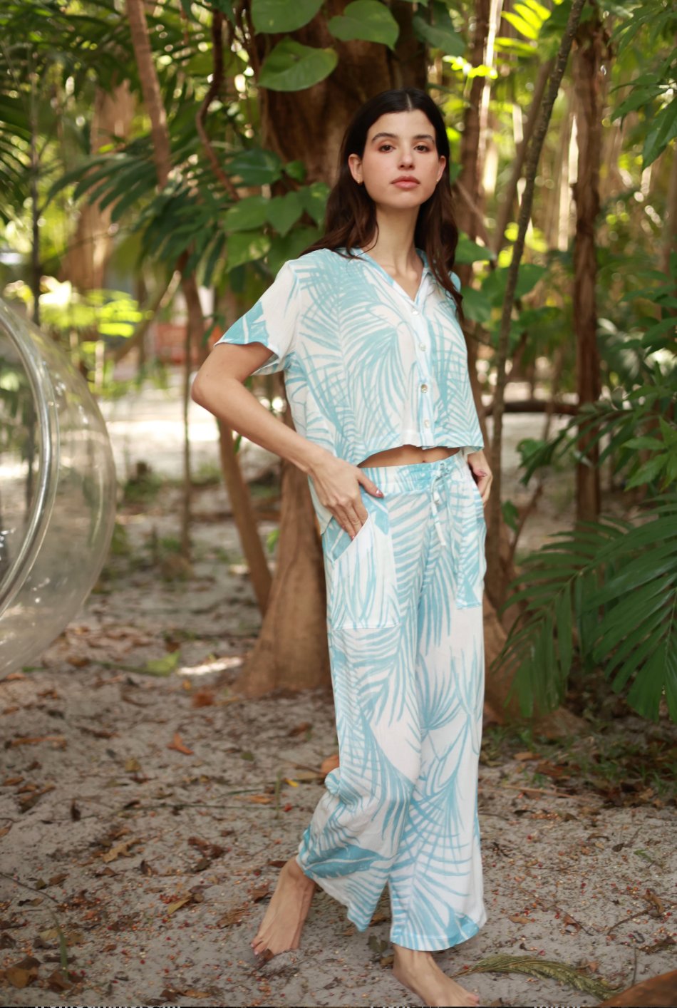 FROND PRINT SILKY PANT