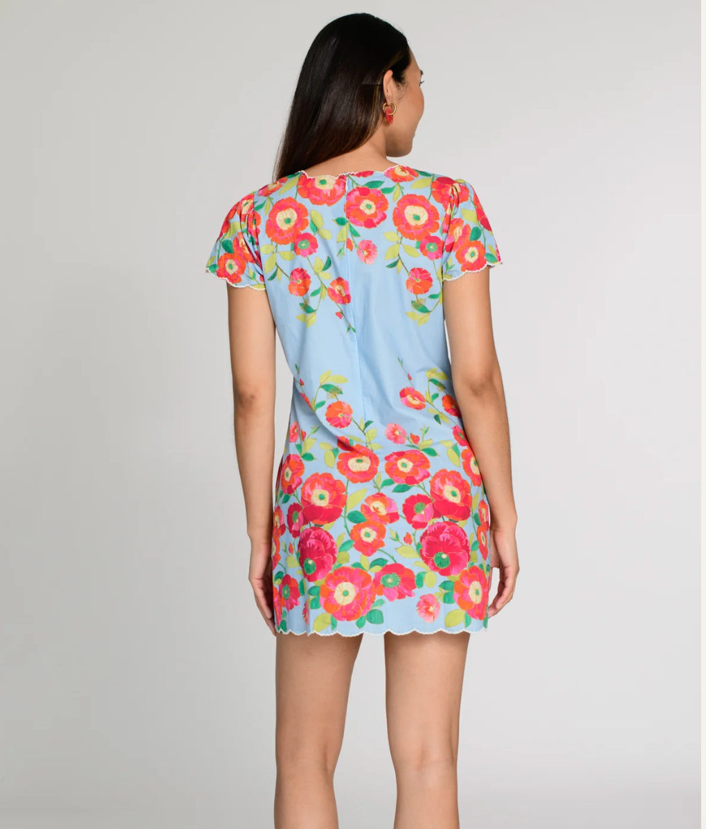 BLUE POPPY SHIFT DRESS