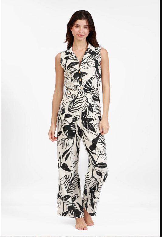 SWAYING PALM FROND JUMPSUIT