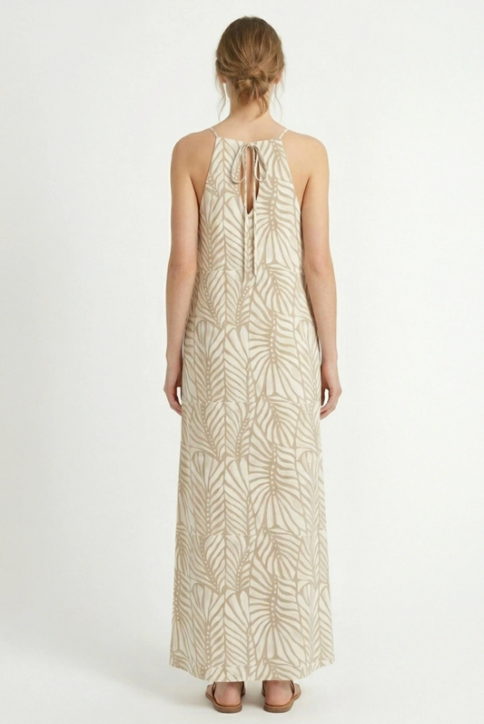 IGUAZU PRINTED CALI HALTER DRESS