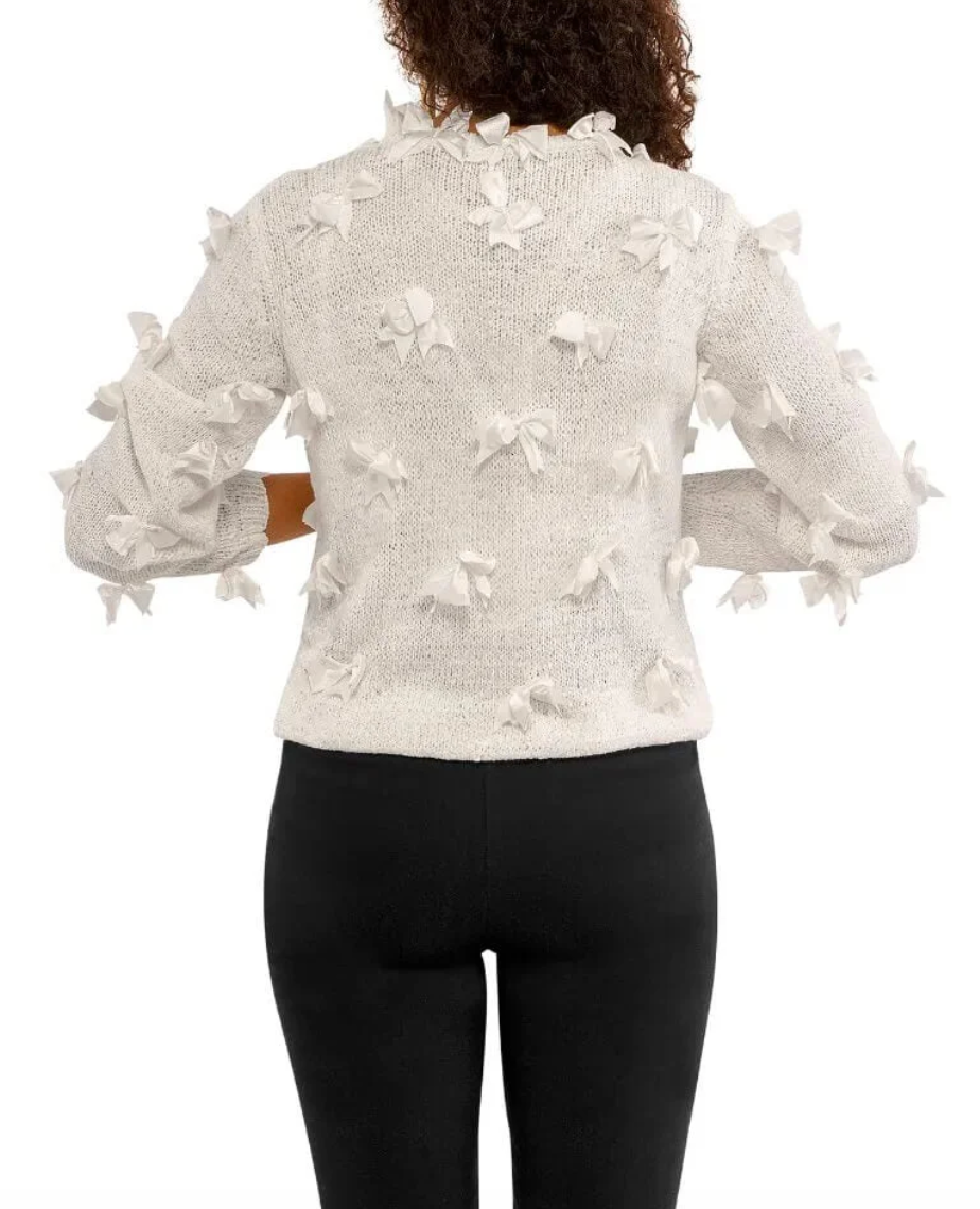 SILKY BOW TOP SWEATER