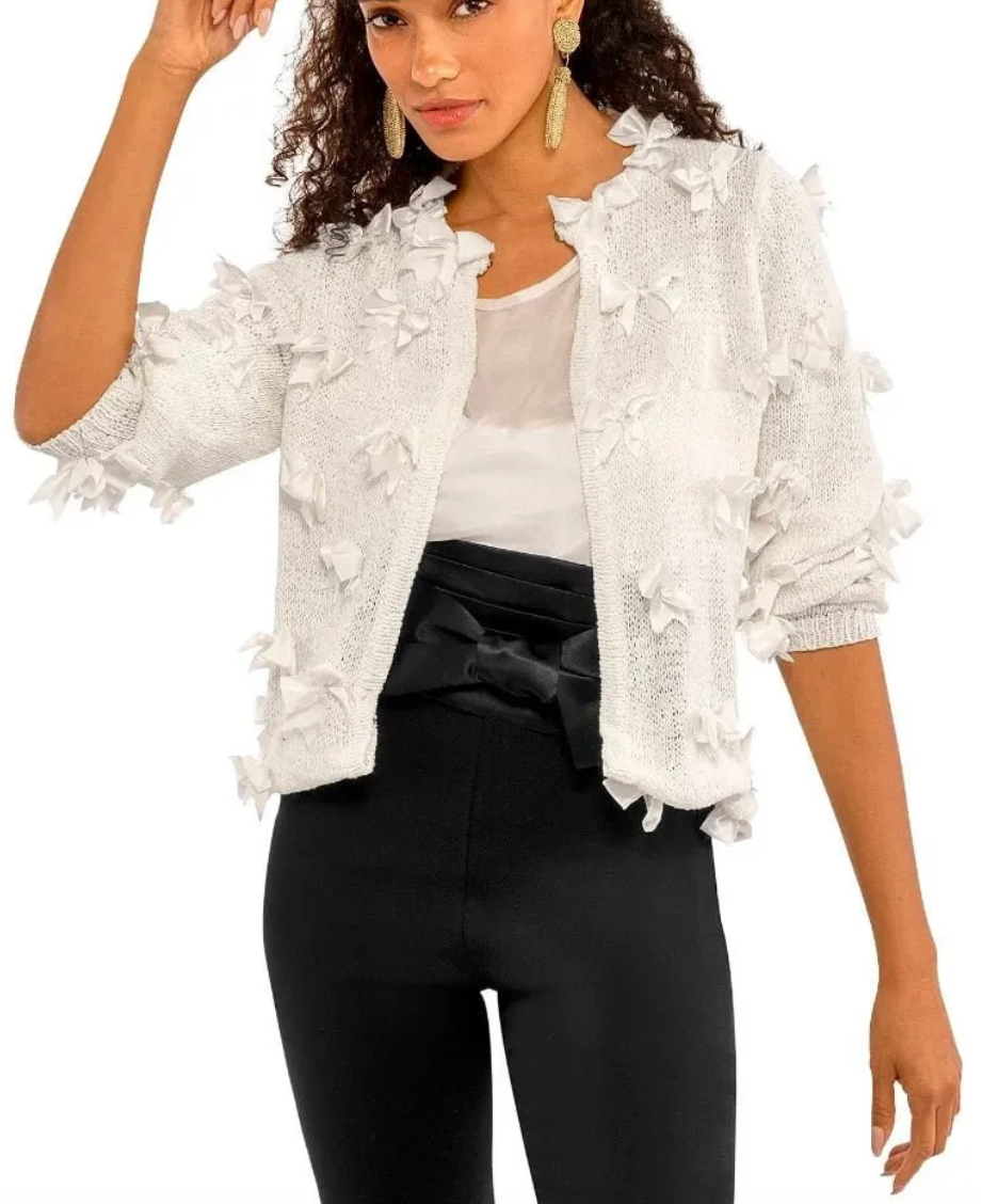 SILKY BOW TOP SWEATER