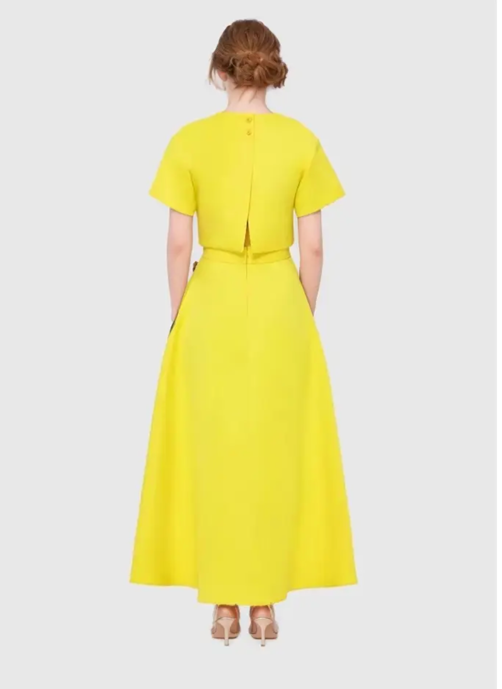 LEMON BLOOMS TOP AND SKIRT SET