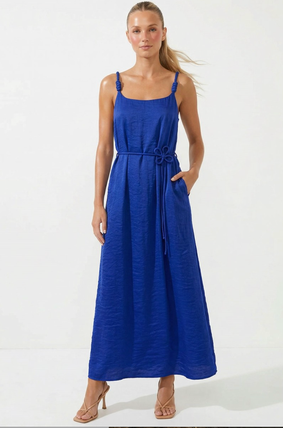 FLOWER BELT MAXI DRESS