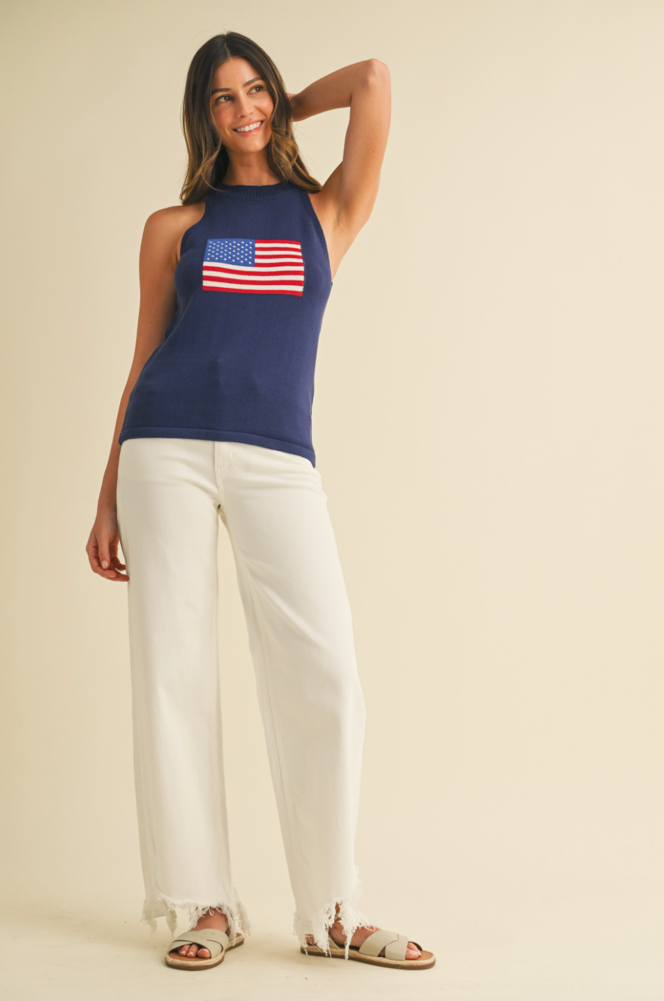 PEACE AND PATRIOT FLAG HALTER TOP