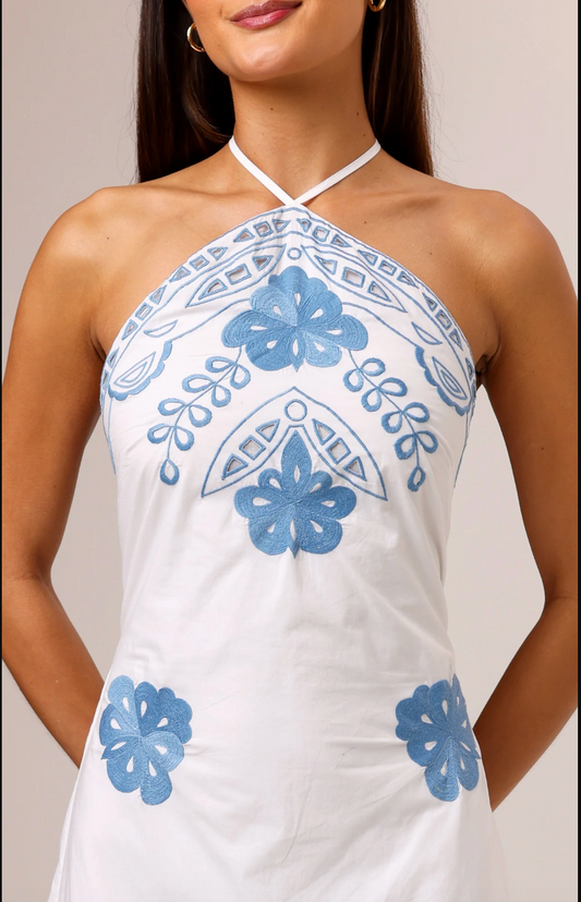 TRAVIS EMBROIDERED MAXI DRESS