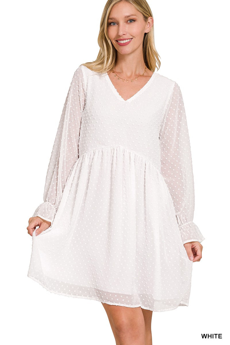 TEX DOT V-NECK DRESS