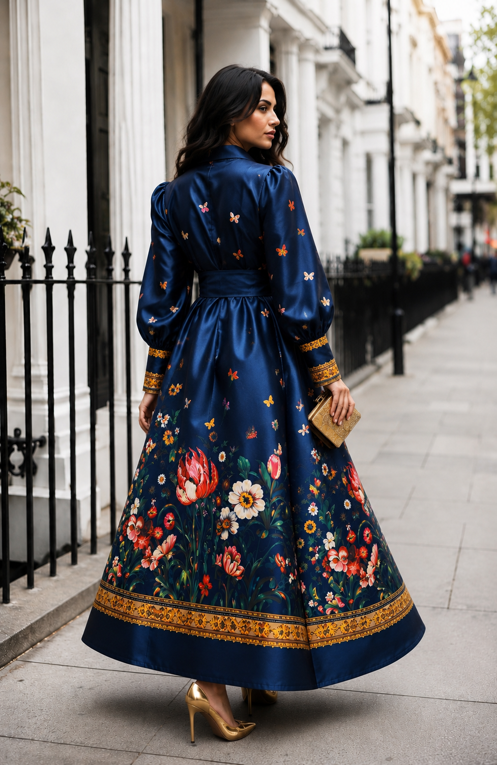 BAROQUE BUTTERFLY GARDEN MAXI DRESS