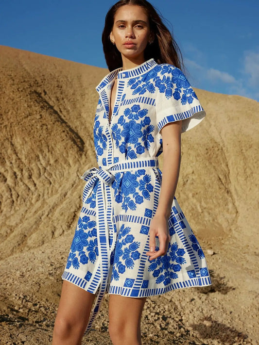 MARTHA'S LACE-UP WAIST LOOSE DRESS