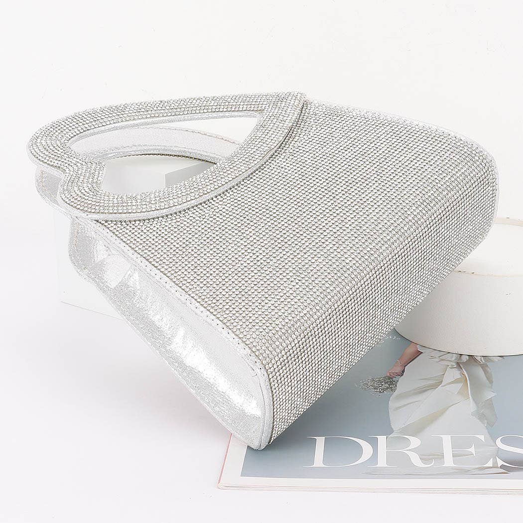Heart Handle Rhinestone Clutch