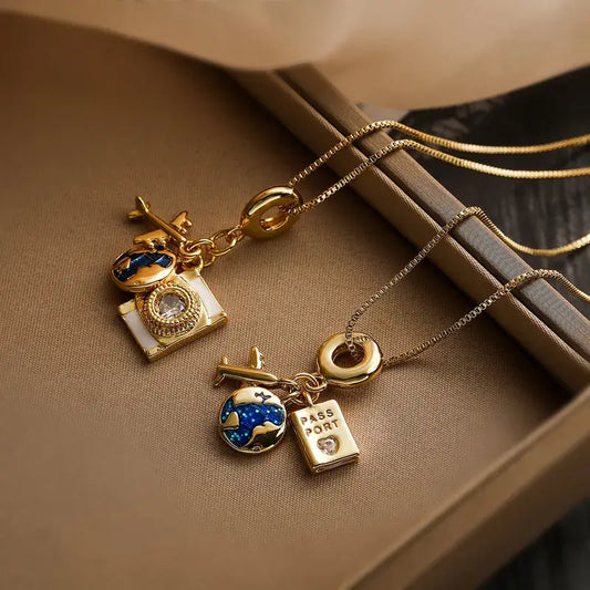 18K Gold Plated Camera Pendant Necklace – Travel Charm
