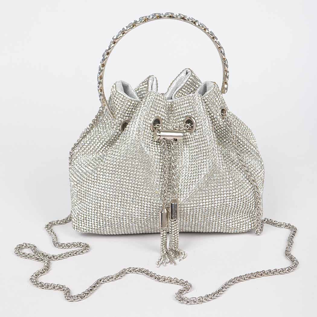 Rhinestone Top Handle Bucket Bag