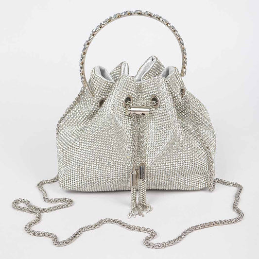 Rhinestone Top Handle Bucket Bag