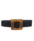 FAUX HORN WOVEN SQUARE BUCKLE BELT