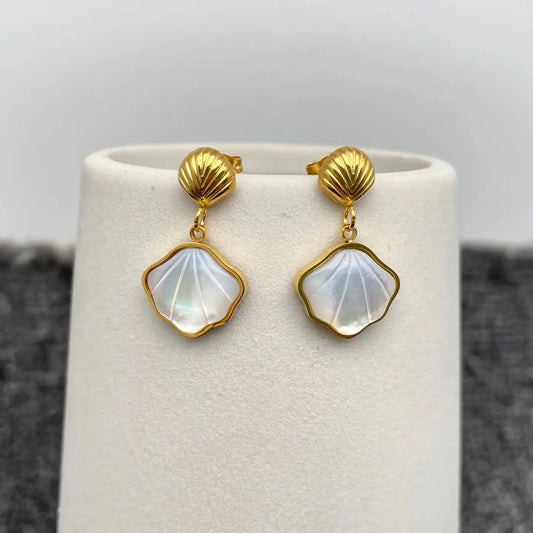 MOONSTONE SHELL EARRINGS