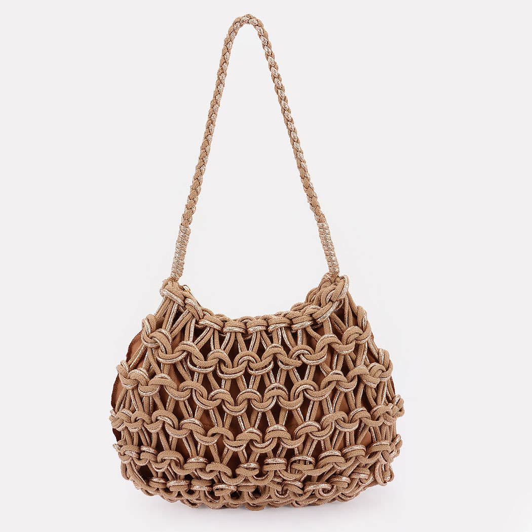 Handmade Metallic and Cotton Braided Handbag