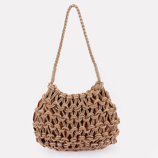 Handmade Metallic and Cotton Braided Handbag