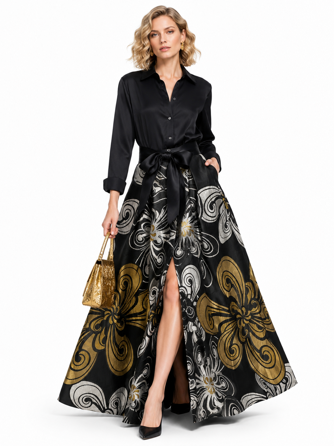 GOLD MINERS MAXI SHIRT DRESS