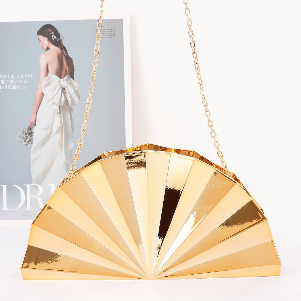 Metallic Fan Acrylic Party Clutch