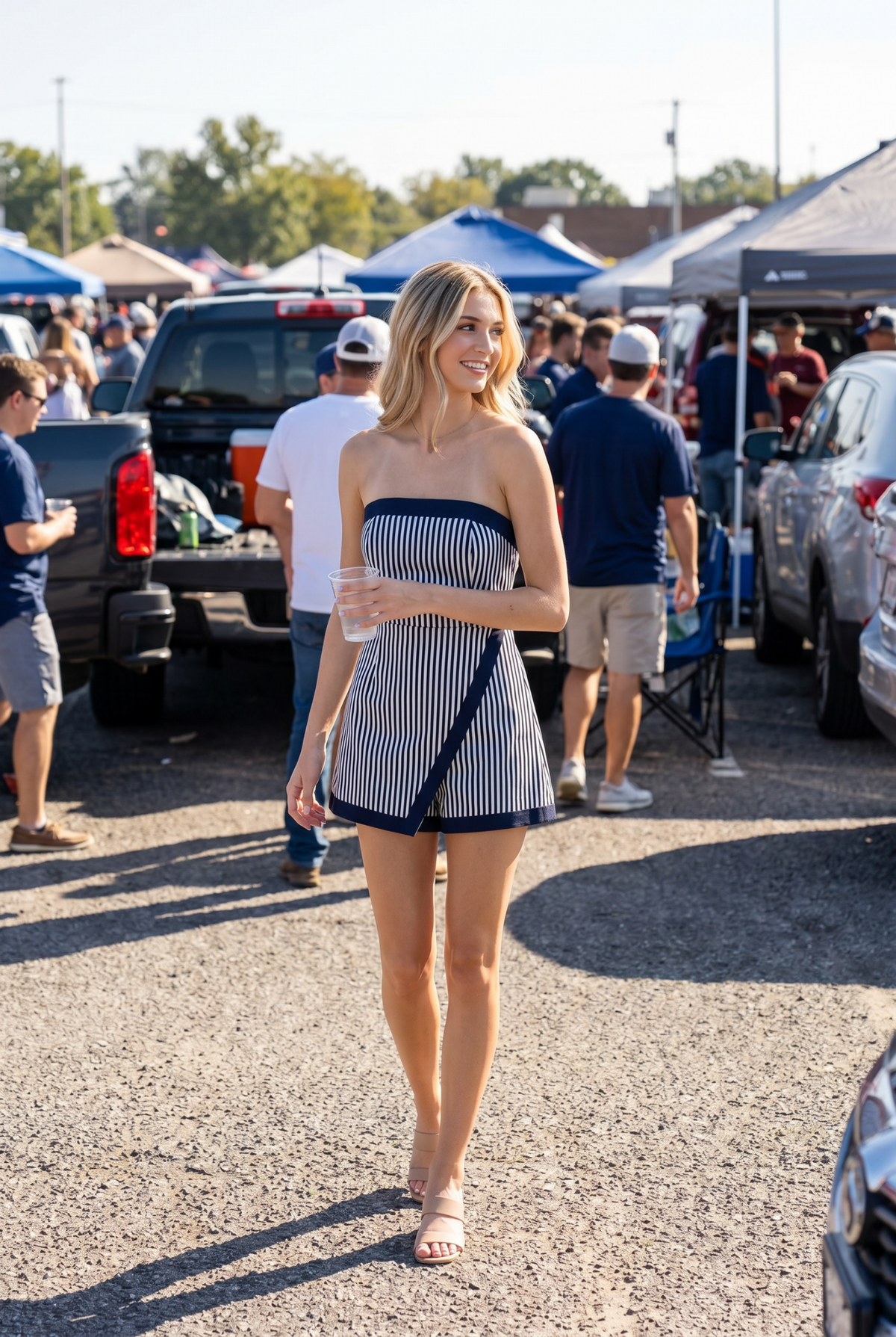 RA RA STRIPE ROMPER WITH SKORT