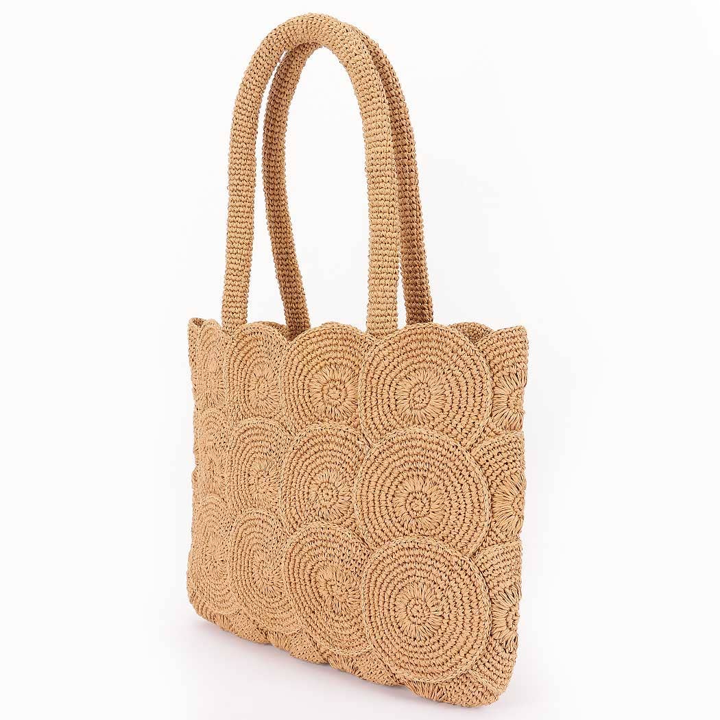 Scalloped Woven Tote Bag
