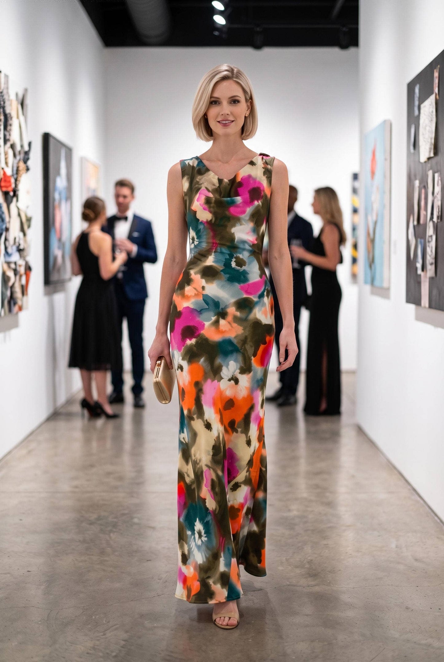 THAILAND FLORAL COWL NECK DRESS