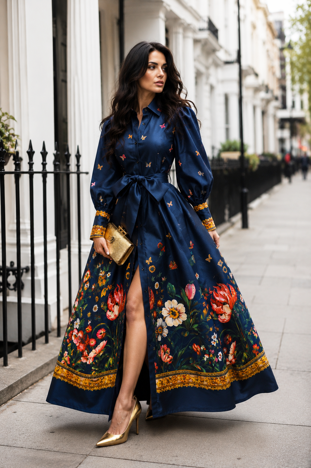 BAROQUE BUTTERFLY GARDEN MAXI DRESS