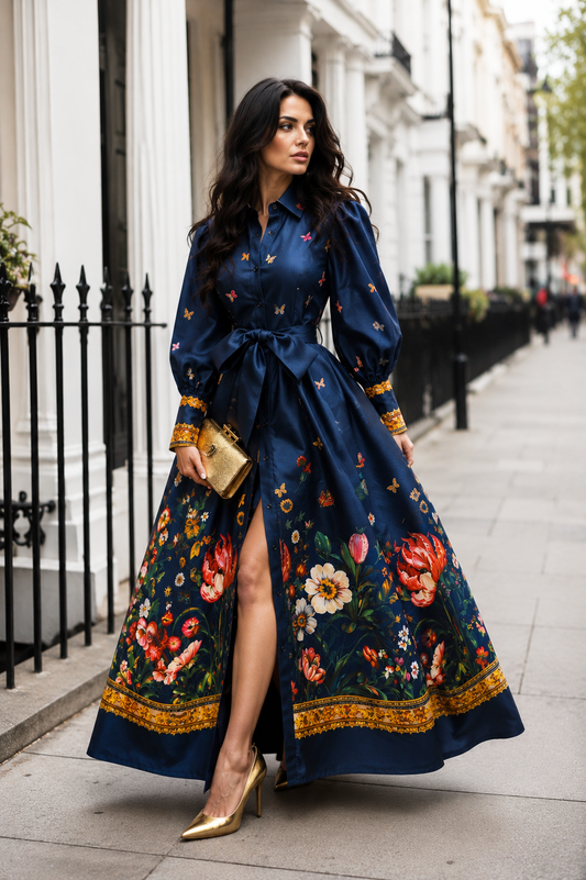 BAROQUE BUTTERFLY GARDEN MAXI DRESS