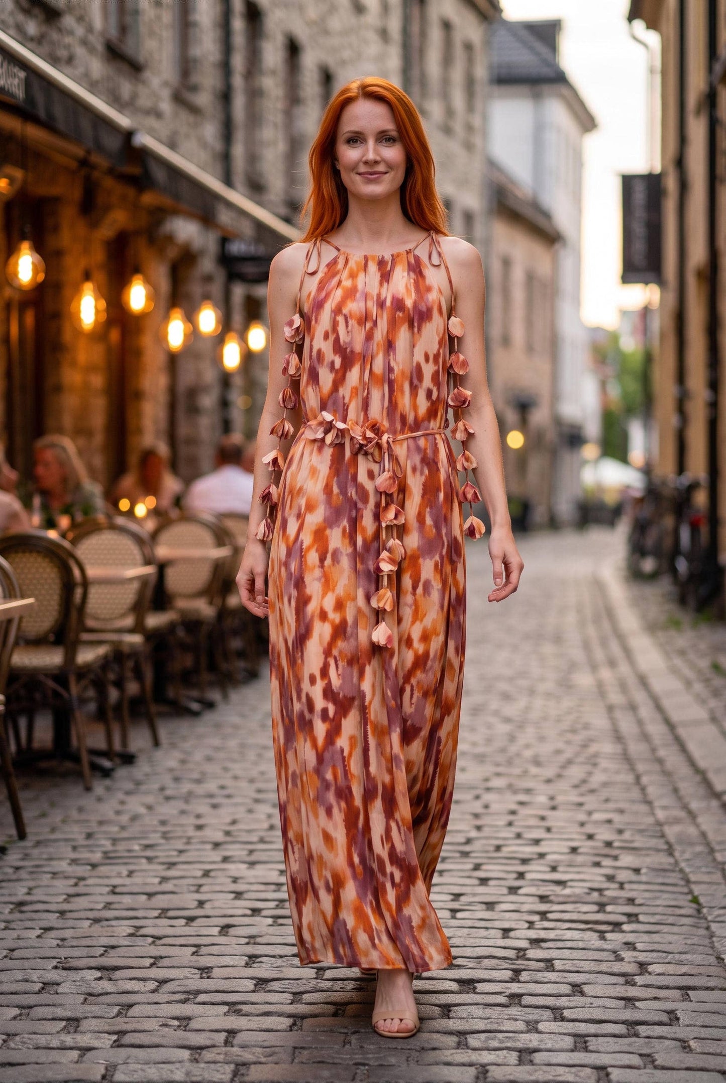 AMERIGO CASCADING FLOWER DRESS