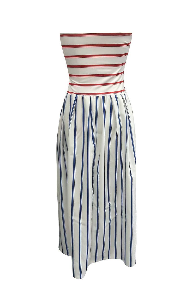 All American Striped Strapless Dress