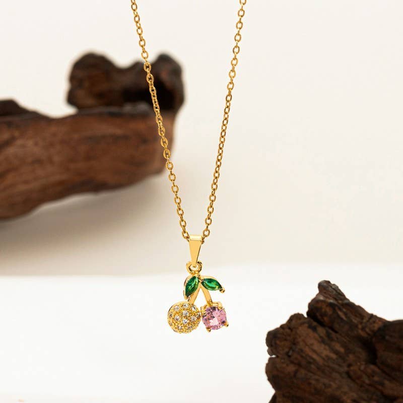 18K STAINLESS STEEL TARNISH FREE FRUIT NECKLACE