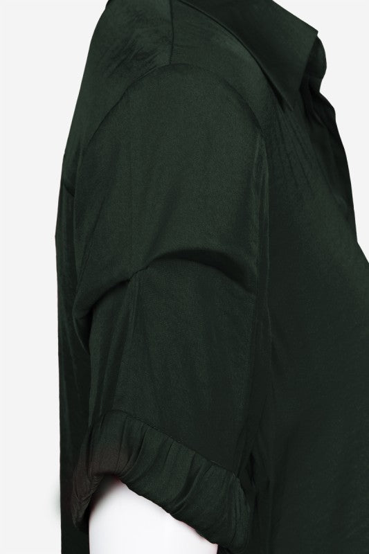 SASSY PINNED SLEEVE FLOWY BLOUSE