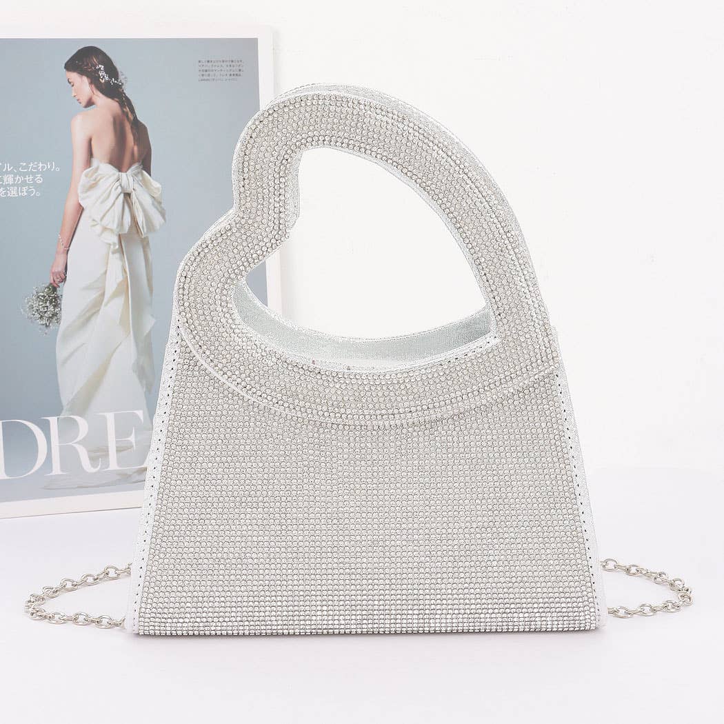 Heart Handle Rhinestone Clutch