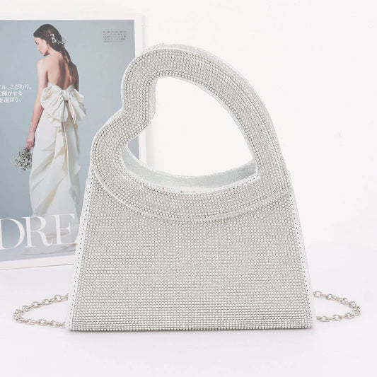 Heart Handle Rhinestone Clutch
