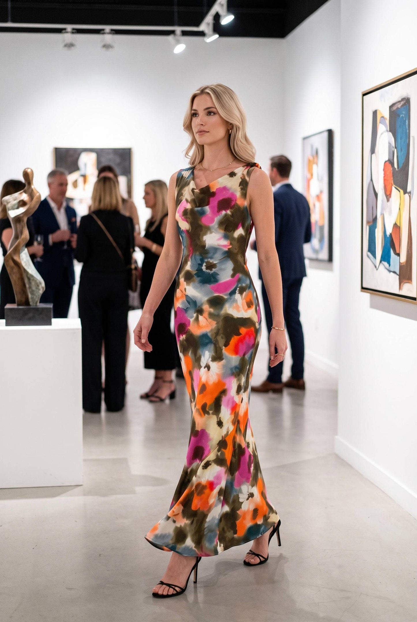 THAILAND FLORAL COWL NECK DRESS