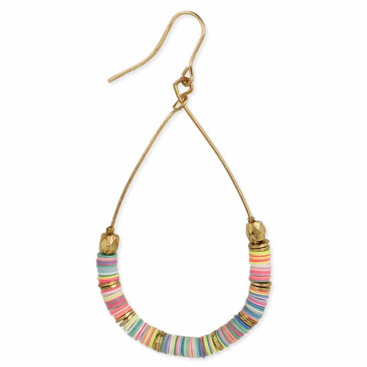 Boho Pastels Heishi Teardrop Earrings