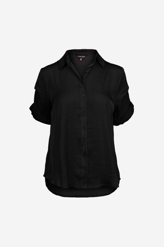 SASSY PINNED SLEEVE FLOWY BLOUSE