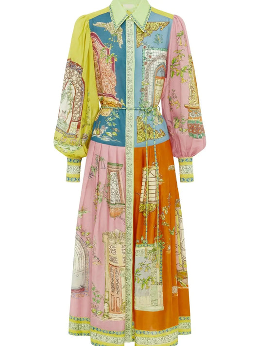 WINDOWS AND DOORS LANTERN SLEEVE DRESS