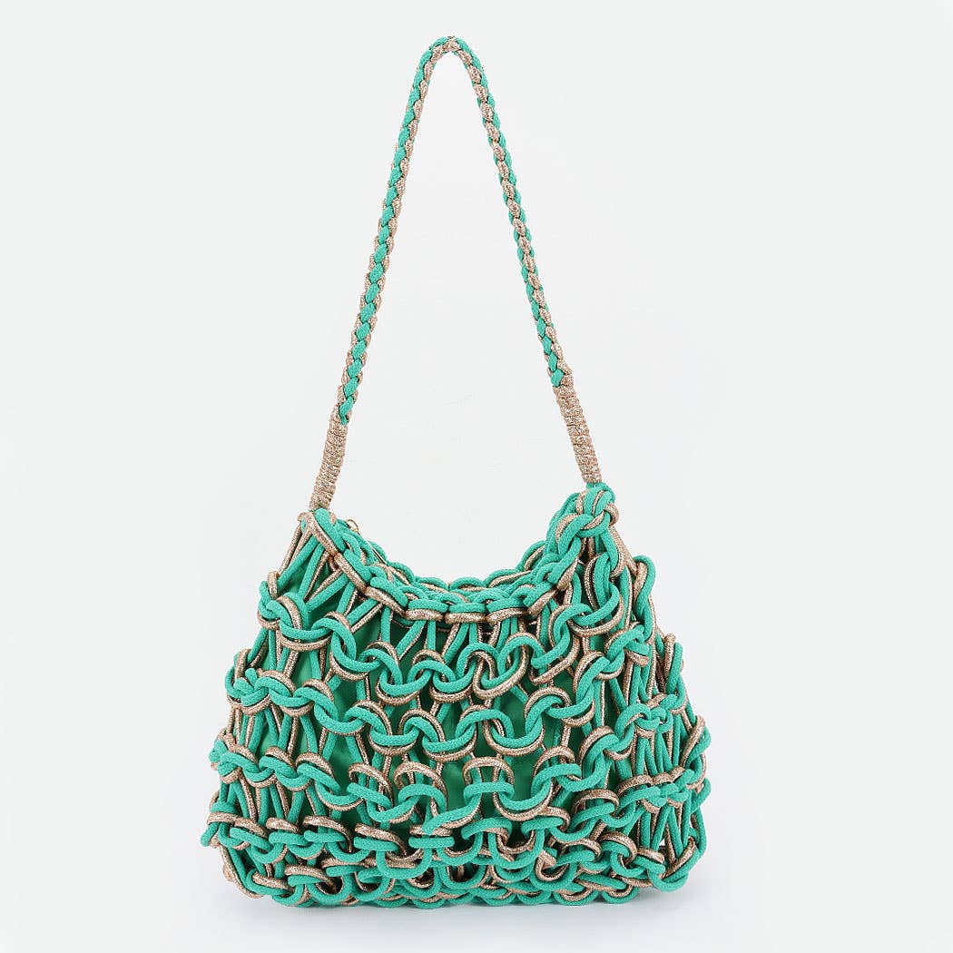Handmade Metallic and Cotton Braided Handbag