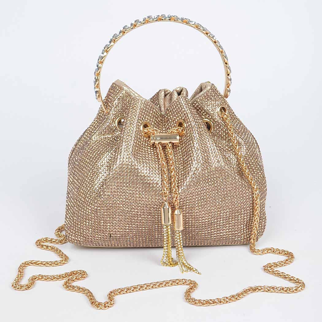 Rhinestone Top Handle Bucket Bag