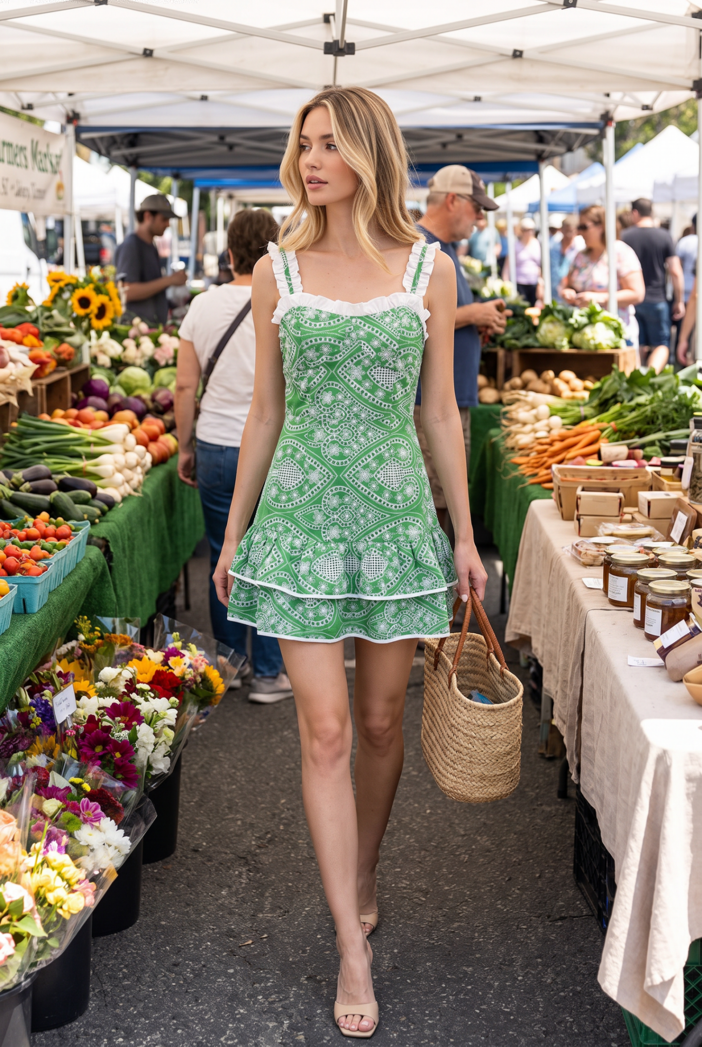 GREEN ENVY EMBROIDERED DRESS