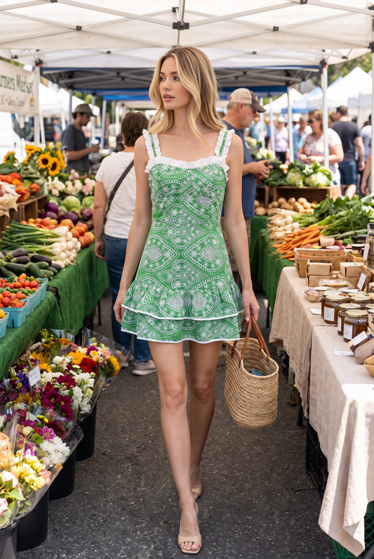 GREEN ENVY EMBROIDERED DRESS